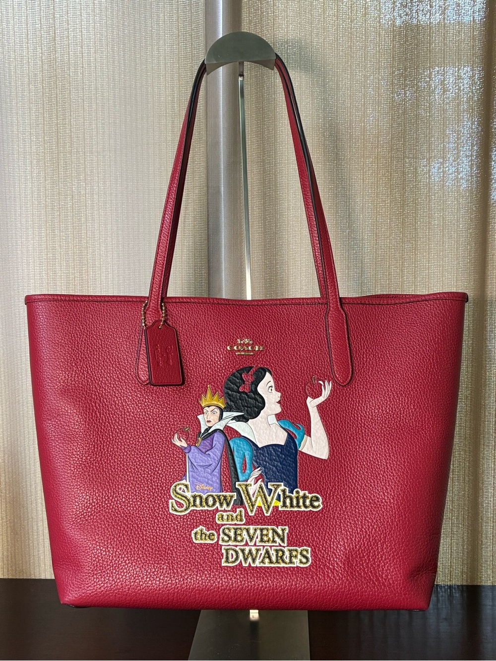 Coach Red Leather Snow White Graphic Tote